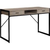 48" Computer Desk in Dark Taupe & Black Metal